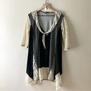 LILY BY FIRMIANA Lace & Polka Dot Cardigan